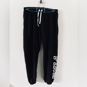 PINK by Victoria Secret Black w/ White Logo Jogger Sweatpants Size Medium